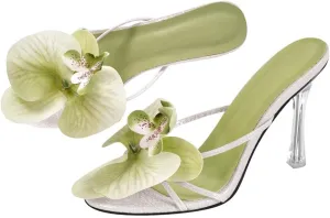 MissHeel Orchid Heels for Women Clear Heel Slip On Thong Sandals