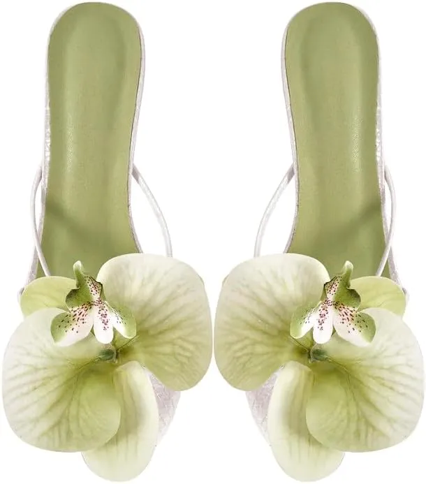 MissHeel Orchid Heels for Women Clear Heel Slip On Thong Sandals
