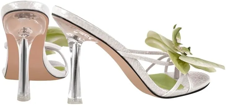 MissHeel Orchid Heels for Women Clear Heel Slip On Thong Sandals