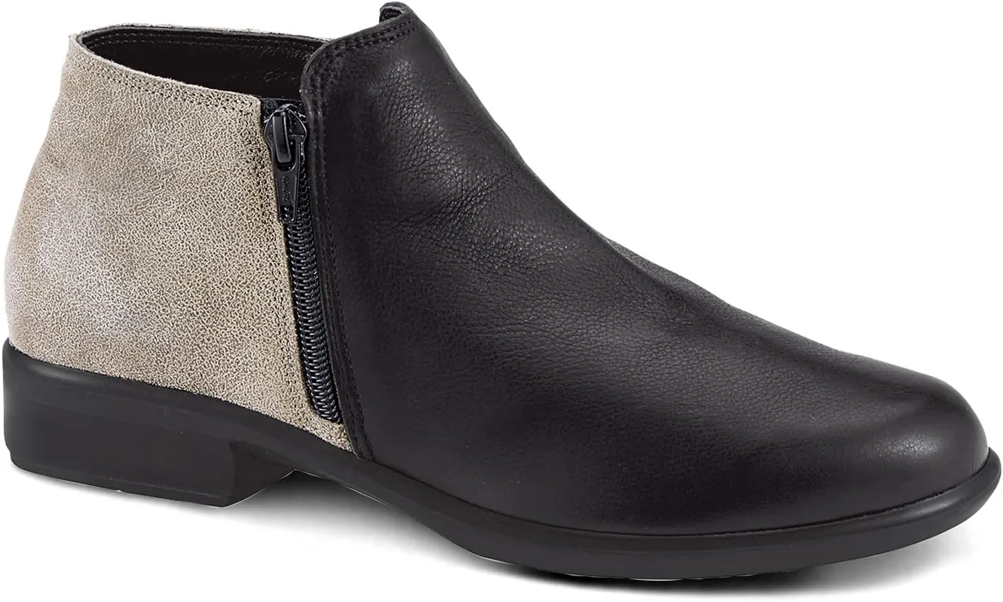 NAOT Footwear Women’s Helm Ankle Bootie with Cork Footbed and Arch Support – Double Zipper – Low Heel - Comfort and Support –– Lightweight and Perfect for Travel- Removable Footbed