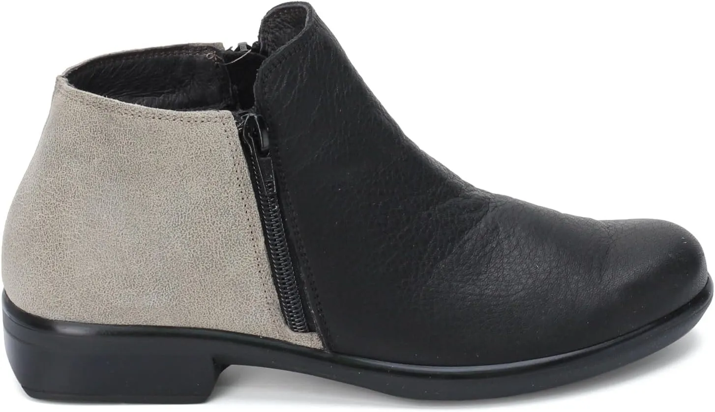 NAOT Footwear Women’s Helm Ankle Bootie with Cork Footbed and Arch Support – Double Zipper – Low Heel - Comfort and Support –– Lightweight and Perfect for Travel- Removable Footbed