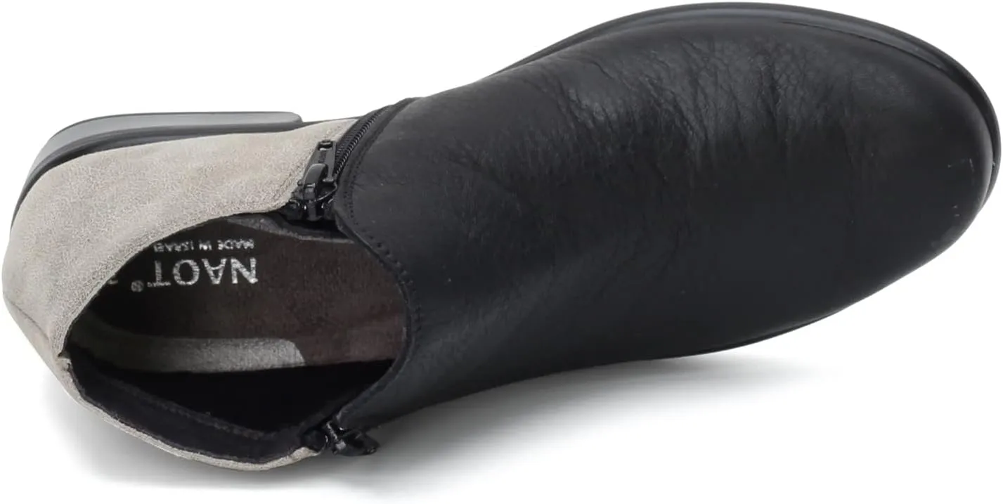 NAOT Footwear Women’s Helm Ankle Bootie with Cork Footbed and Arch Support – Double Zipper – Low Heel - Comfort and Support –– Lightweight and Perfect for Travel- Removable Footbed