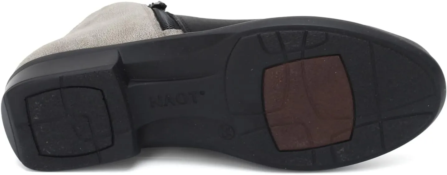 NAOT Footwear Women’s Helm Ankle Bootie with Cork Footbed and Arch Support – Double Zipper – Low Heel - Comfort and Support –– Lightweight and Perfect for Travel- Removable Footbed