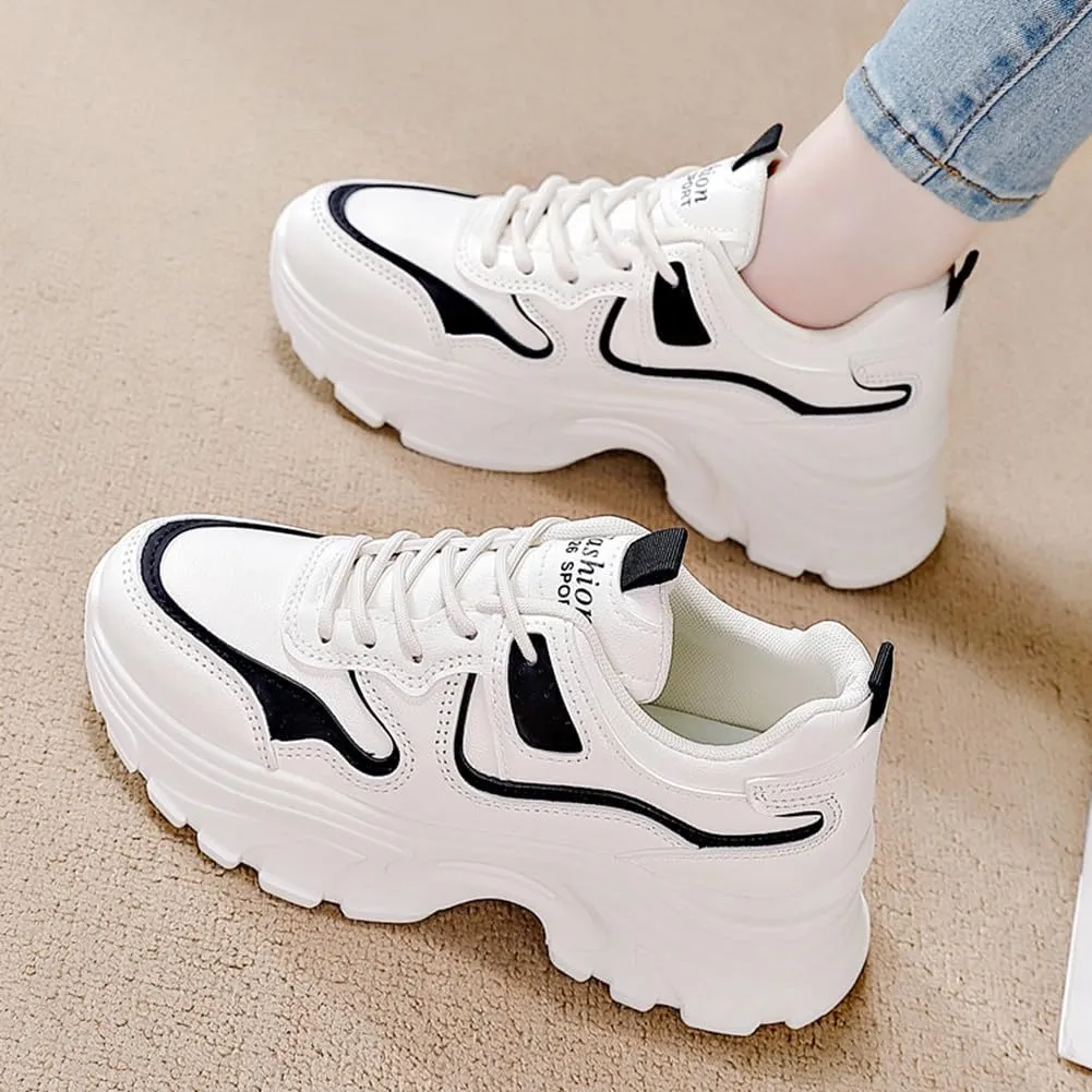 NCNDB Women's Fashion Super Chunky Sport Sneakers Lace Ups Trainers Running Shoes for Girls