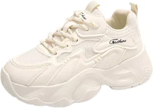 NCNDB Women's Fashion Super Chunky Sport Sneakers Lace Ups Trainers Running Shoes for Girls