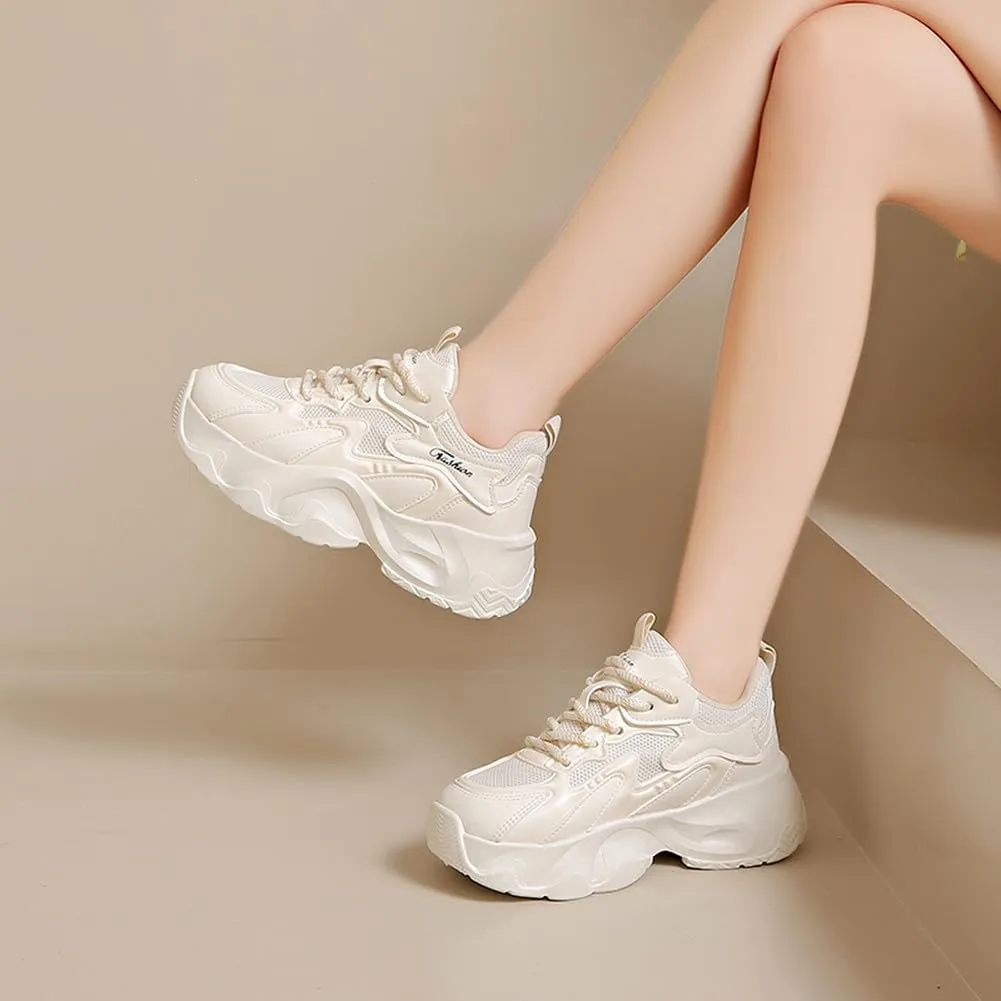 NCNDB Women's Fashion Super Chunky Sport Sneakers Lace Ups Trainers Running Shoes for Girls