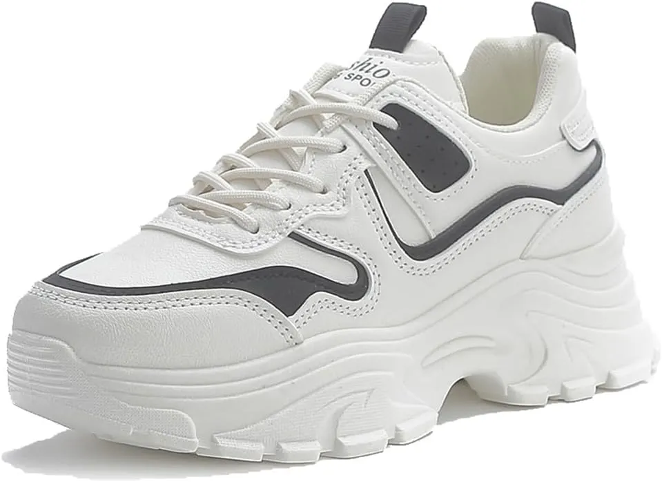 NCNDB Women's Fashion Super Chunky Sport Sneakers Lace Ups Trainers Running Shoes for Girls