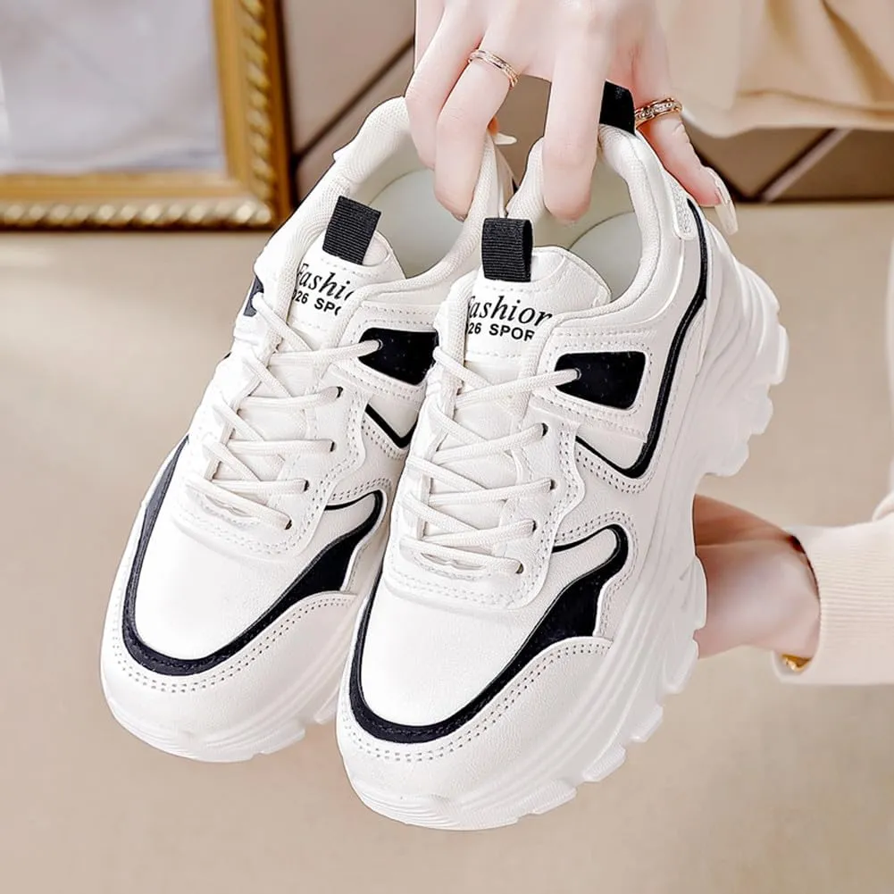 NCNDB Women's Fashion Super Chunky Sport Sneakers Lace Ups Trainers Running Shoes for Girls