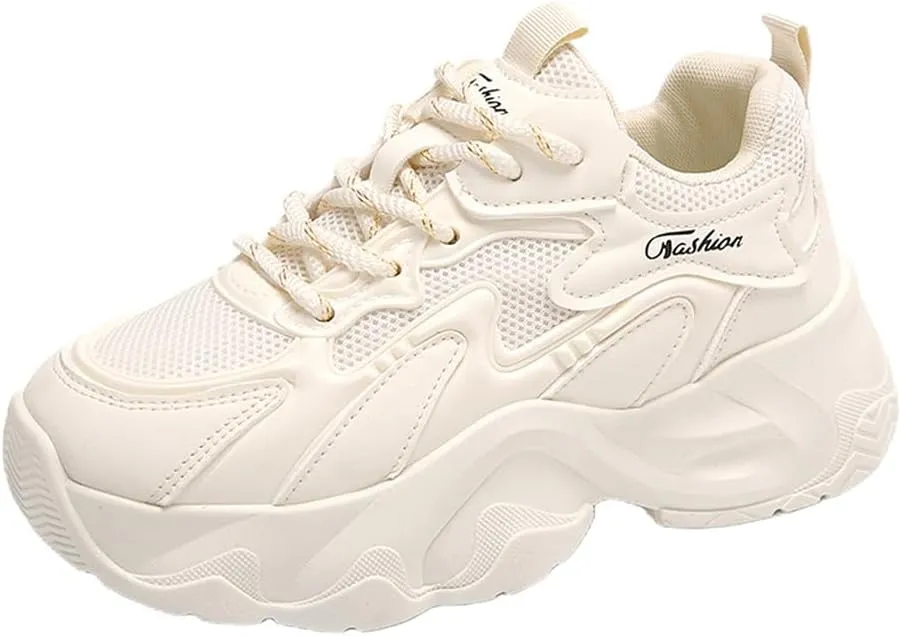 NCNDB Women's Fashion Super Chunky Sport Sneakers Lace Ups Trainers Running Shoes for Girls