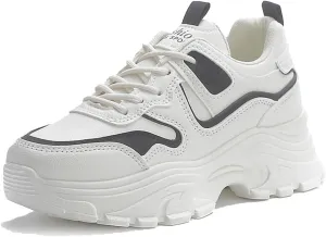 NCNDB Women's Fashion Super Chunky Sport Sneakers Lace Ups Trainers Running Shoes for Girls