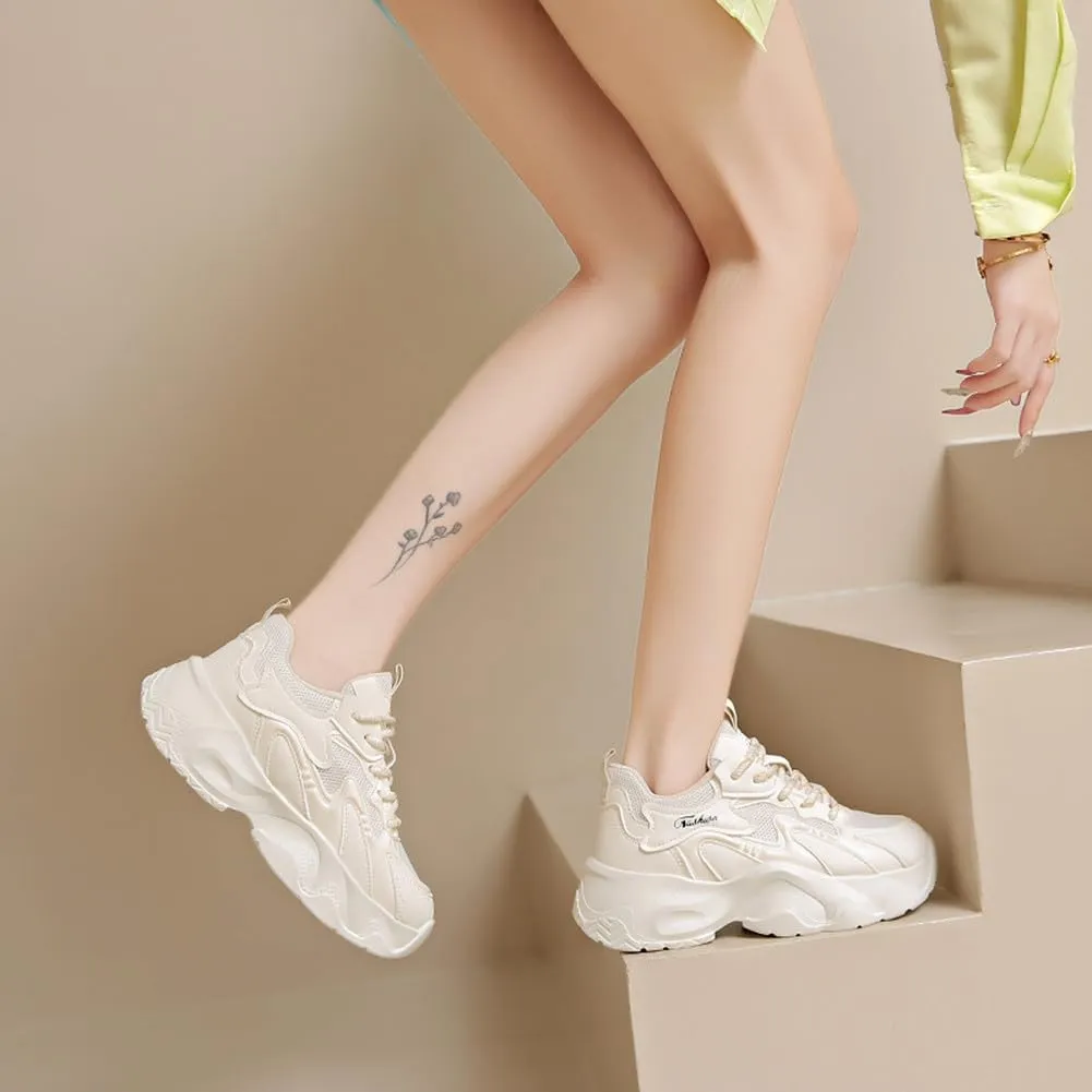 NCNDB Women's Fashion Super Chunky Sport Sneakers Lace Ups Trainers Running Shoes for Girls
