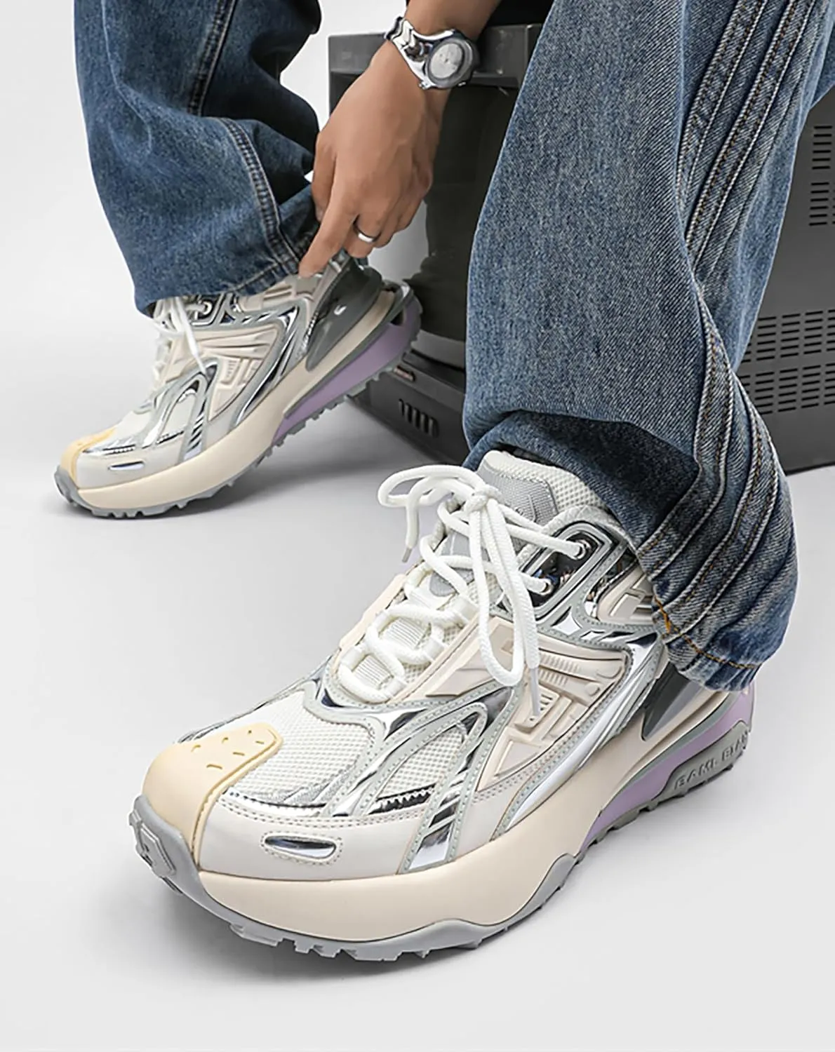 Niepce Inc Streetwear Casual Men's Fashion Lace-Up Chunky Sneakers