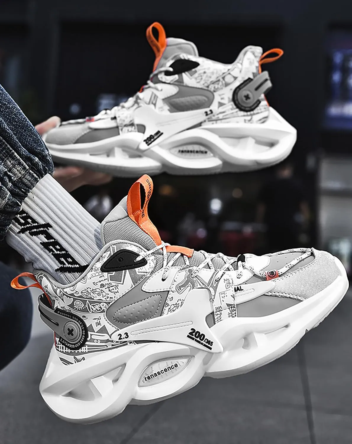Niepce Inc Streetwear Fashion Men's Chunky Sneakers with Design