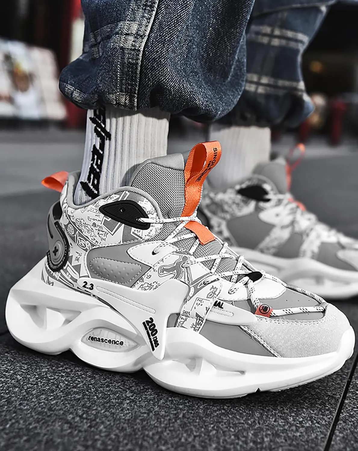 Niepce Inc Streetwear Fashion Men's Chunky Sneakers with Design