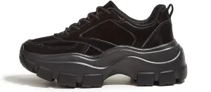 Niluber Women's Chunky Platform Sneakers Hologram Black White Silver Lace-Up Casual Fashion Walking Sport Rave Shoes