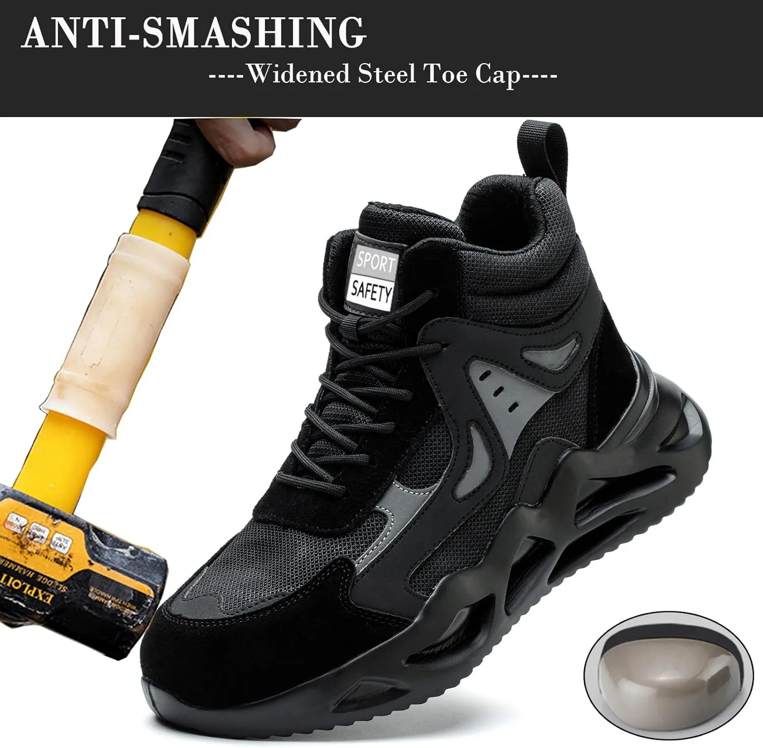Nutropa Steel Toe Shoes for Men Women Work Safety Footwear Lightweight Breathable Comfortable Industrial Construction Sneakers