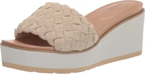 NYDJ Women's Rora Stretch Elastic Wedge Sandal, Sandstone, 10