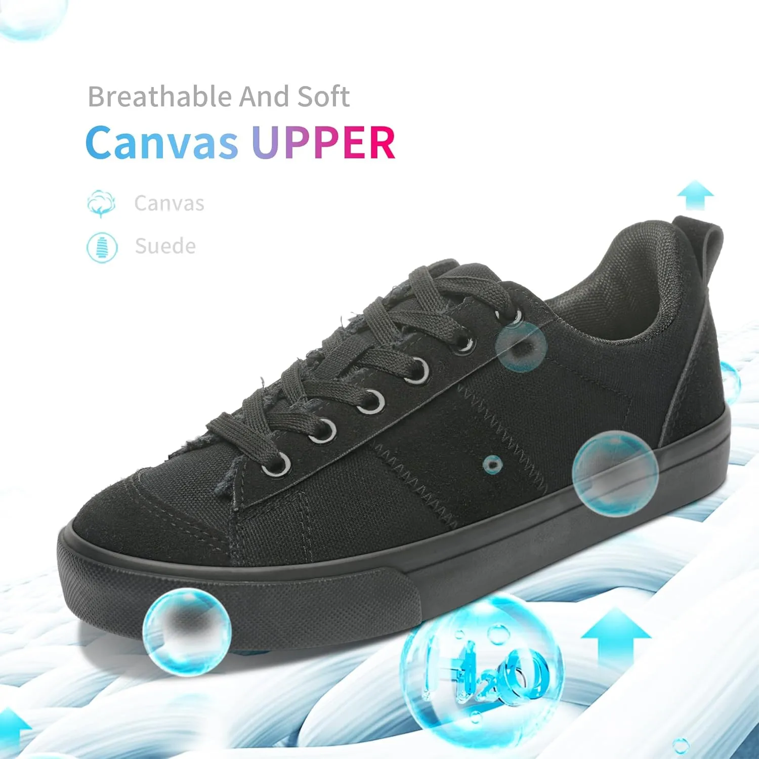 Obtaom Women's Canvas Sneakers Cute Lace up Fashion Sneaker Comfortable Skate Shoe for Lady Casual Tennis Flats