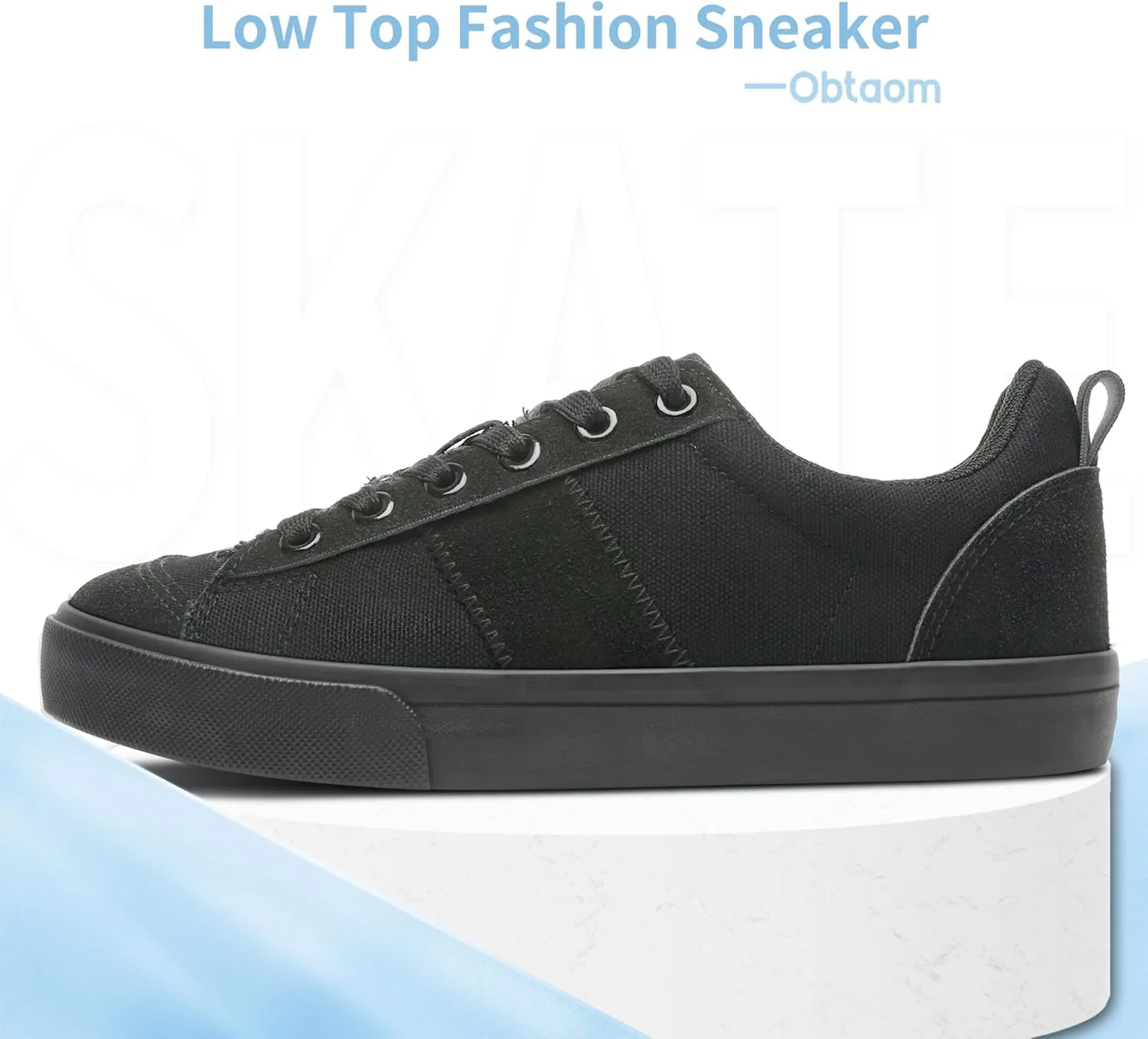 Obtaom Women's Canvas Sneakers Cute Lace up Fashion Sneaker Comfortable Skate Shoe for Lady Casual Tennis Flats