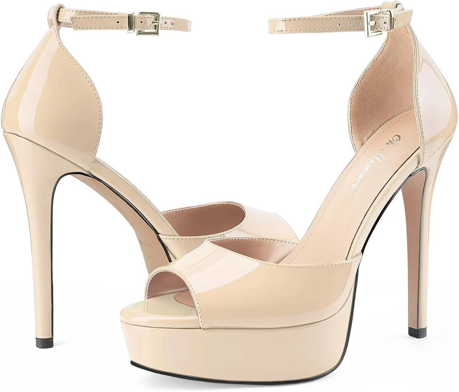 Oh Mispares Women's Stiletto High Heel Sandals Peep Toe Platform Ankle Strap Comfortable Heeled Fashion Sexy Gold Dress Heels for Wedding Evening Party Prom