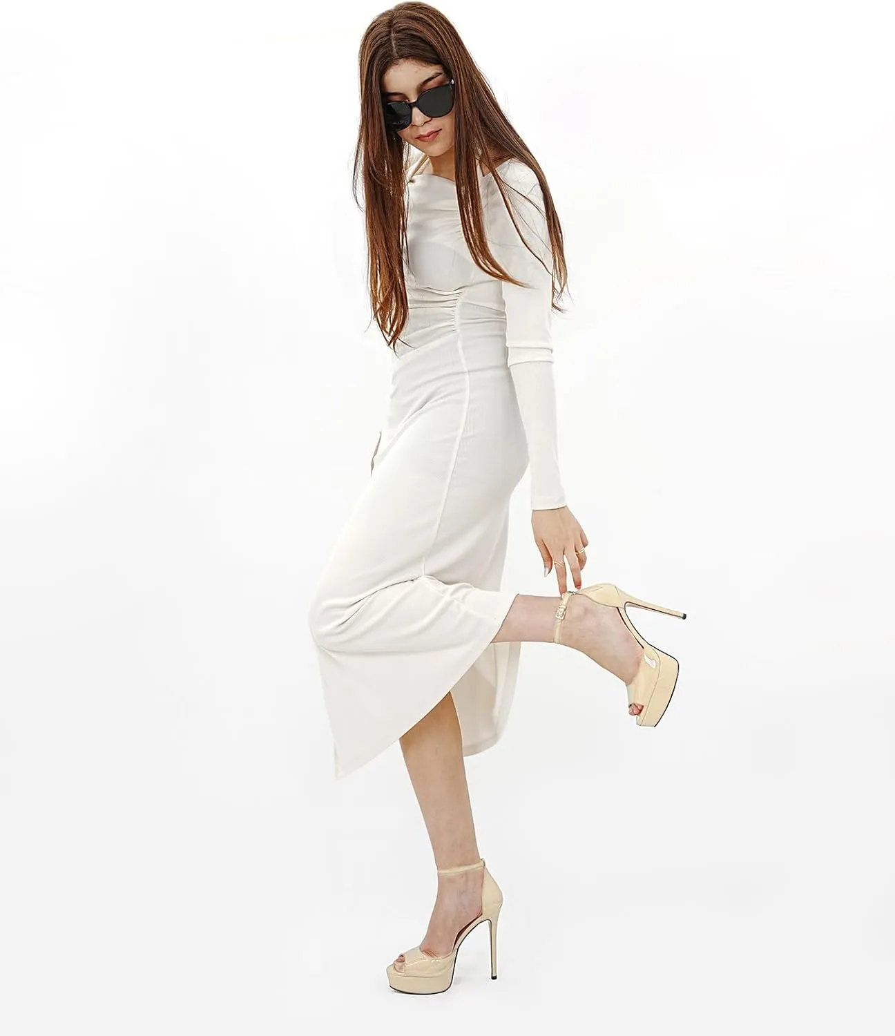 Oh Mispares Women's Stiletto High Heel Sandals Peep Toe Platform Ankle Strap Comfortable Heeled Fashion Sexy Gold Dress Heels for Wedding Evening Party Prom