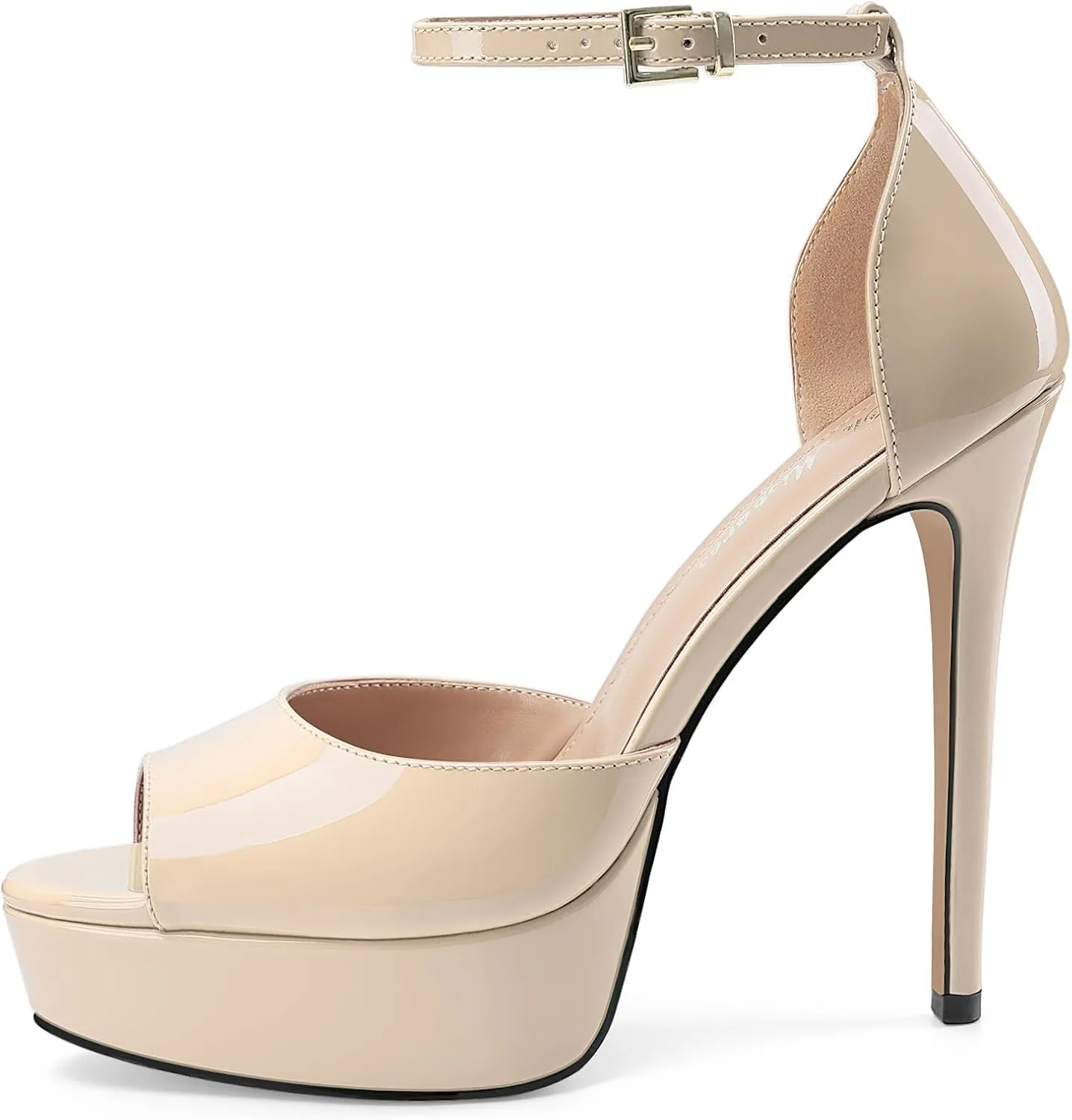 Oh Mispares Women's Stiletto High Heel Sandals Peep Toe Platform Ankle Strap Comfortable Heeled Fashion Sexy Gold Dress Heels for Wedding Evening Party Prom