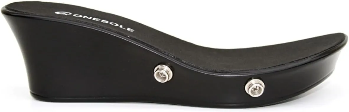 Onesole Almost Decadent Crystal Black Sole, Interchangeable Tops for Women's Wedge Sandals with Print Designs, Travel-Friendly, As Seen on Shark Tank