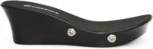Onesole Almost Decadent Crystal Black Sole, Interchangeable Tops for Women's Wedge Sandals with Print Designs, Travel-Friendly, As Seen on Shark Tank