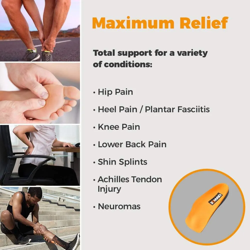Orange Insoles H 3/4 Fits Men's Shoe 15  Uses a Heel Cup, Contoured Medial Arch, and Metatarsal pad to Help with Better Alignment and Weight Distribution, Offers Versatility in Your Footwear, Unisex