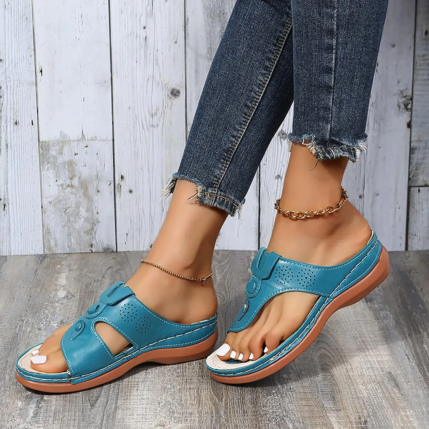 Orthopedic Flip Flops for Women Arch Support Plantar Fasciitis Relief Lightweight Yoga Mat Thong Sandals Summer Non Slip Casual