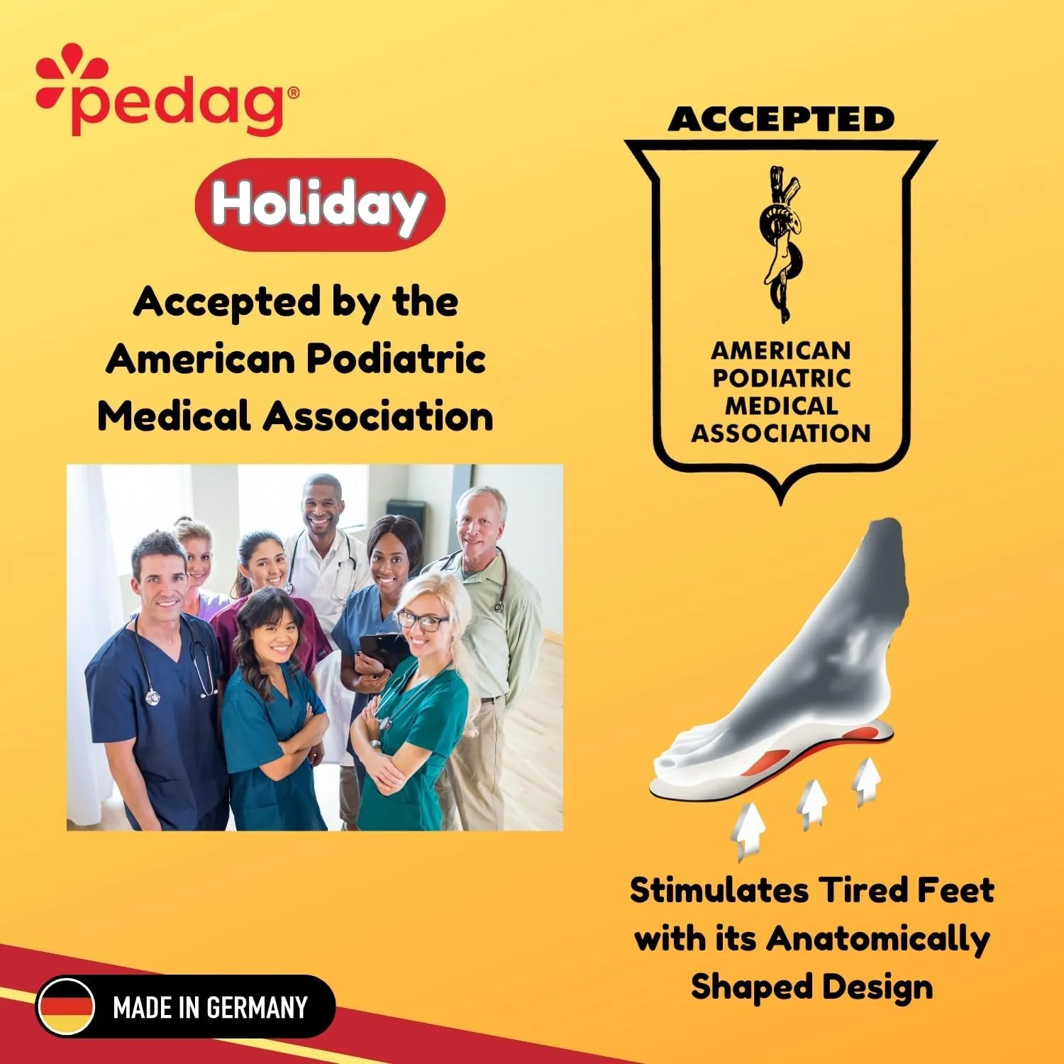 Pedag Holiday | 3/4 Length Sheepskin Orthotic Inserts | Handmade in Germany | Arch Support | Metatarsal Pad | Heel Cushion | Fits Low Profile Tight Shoes | Tan | 1 Pair | US Women 8 / EU 38