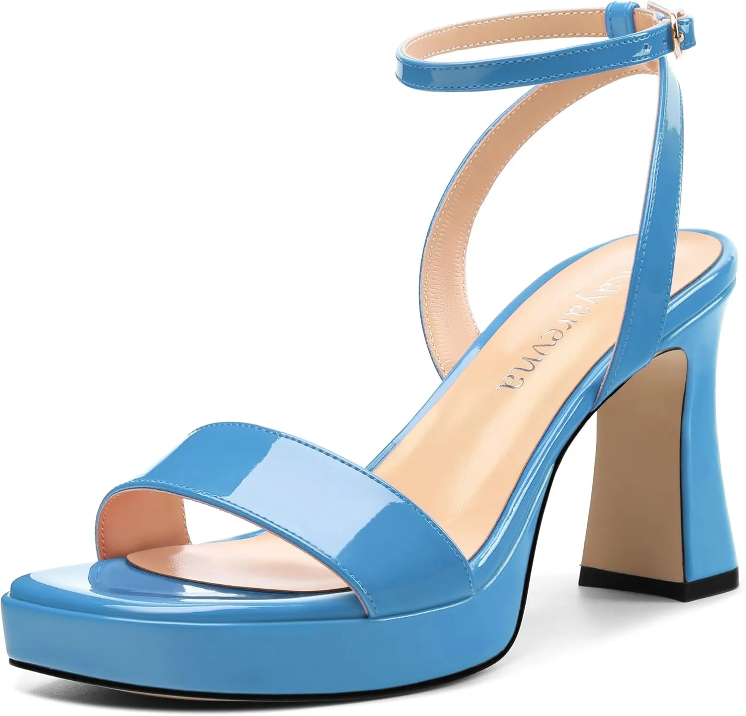 Platform Heels for Women, Chunky Square Open Toe Ankle Strap Stylish Heeled Sandals for Party Prom Wedding