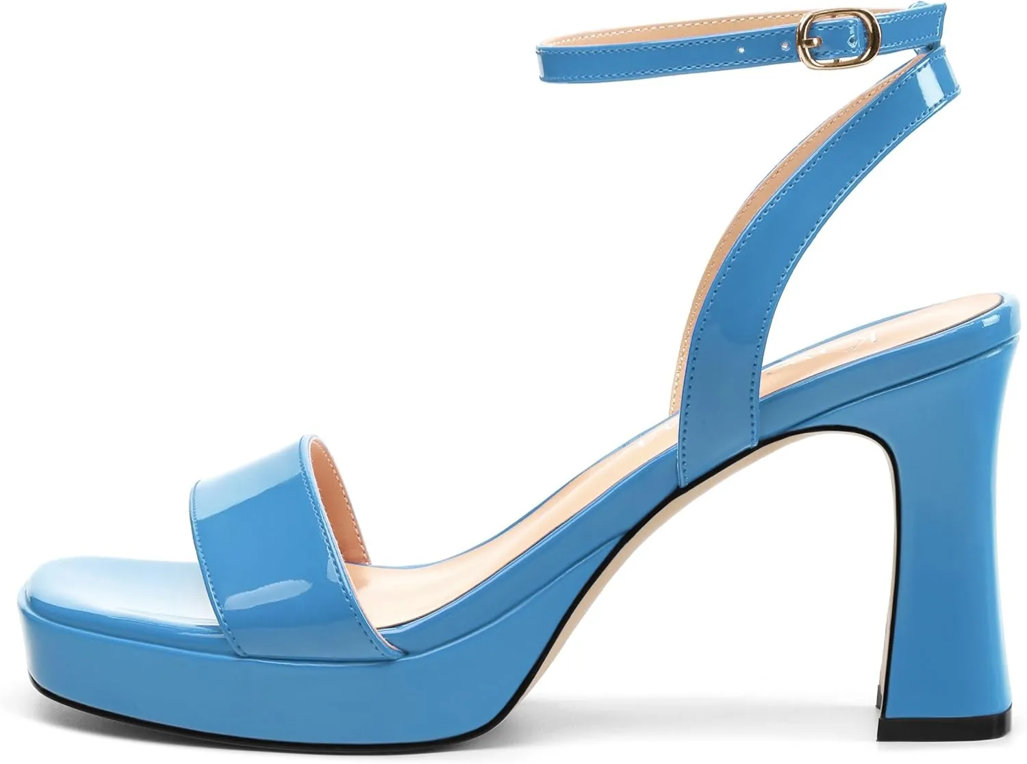 Platform Heels for Women, Chunky Square Open Toe Ankle Strap Stylish Heeled Sandals for Party Prom Wedding