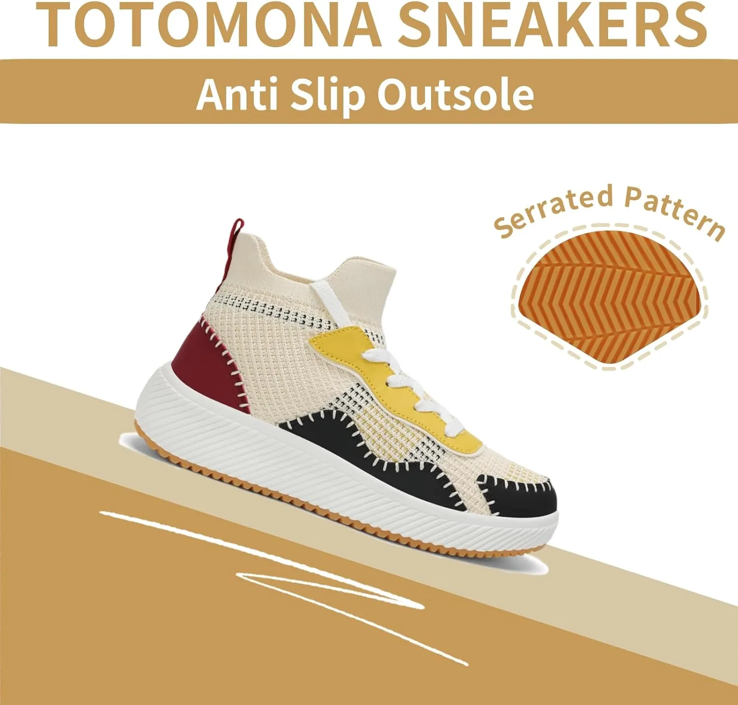 Platform Sneakers for Women- Stylish Knit Walking Shoes, High-Top Chunky Casual Tennis Sneakers for Breath Comfort