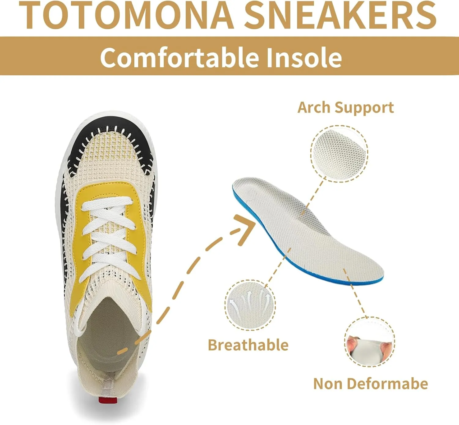 Platform Sneakers for Women- Stylish Knit Walking Shoes, High-Top Chunky Casual Tennis Sneakers for Breath Comfort