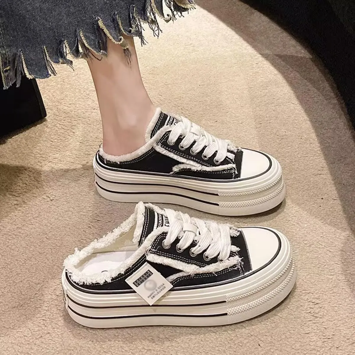 Platform Sneakers for Women,Platform Slip On Canvas Shoes for Women 2025 Comfortable Breathable Casual Indoor
