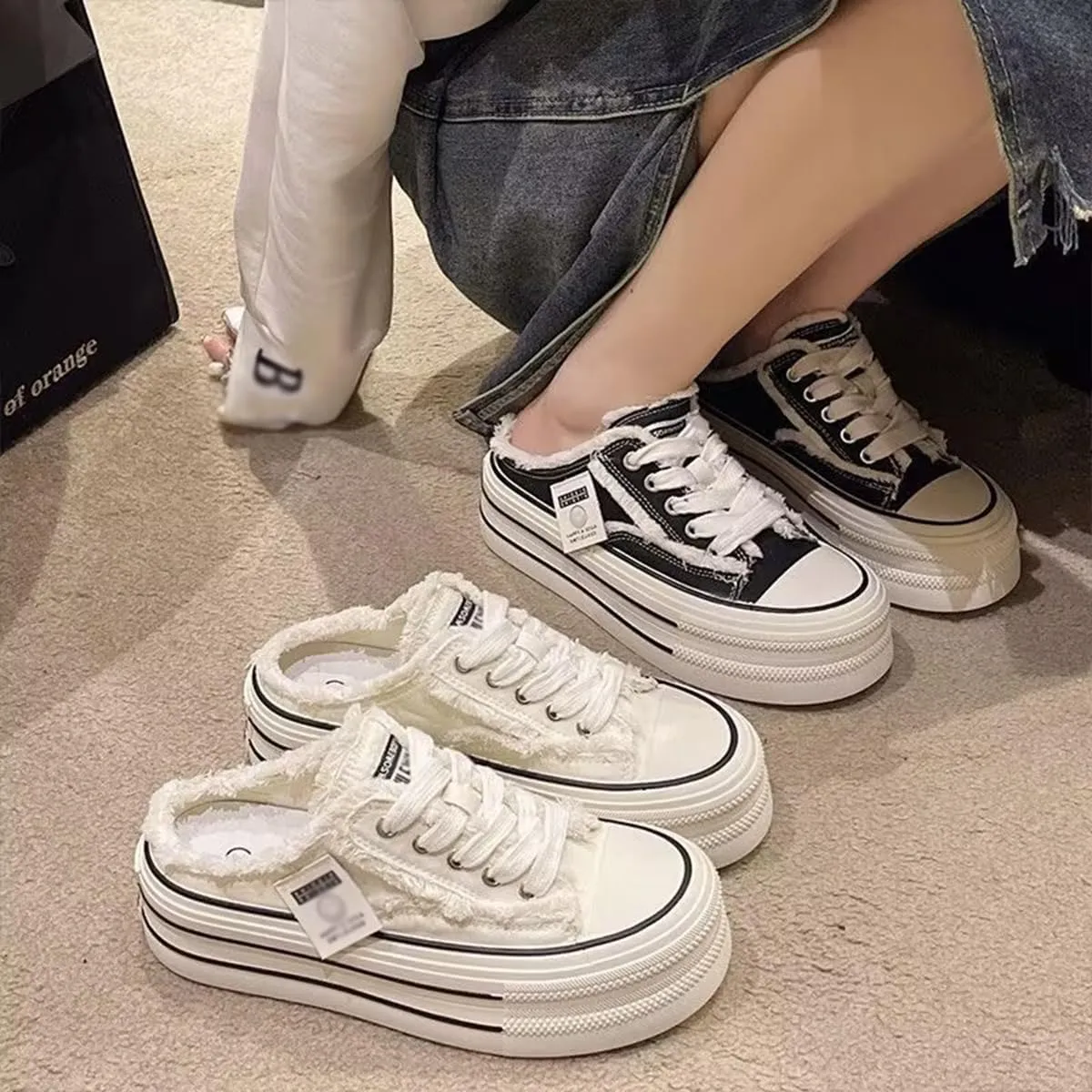 Platform Sneakers for Women,Platform Slip On Canvas Shoes for Women 2025 Comfortable Breathable Casual Indoor