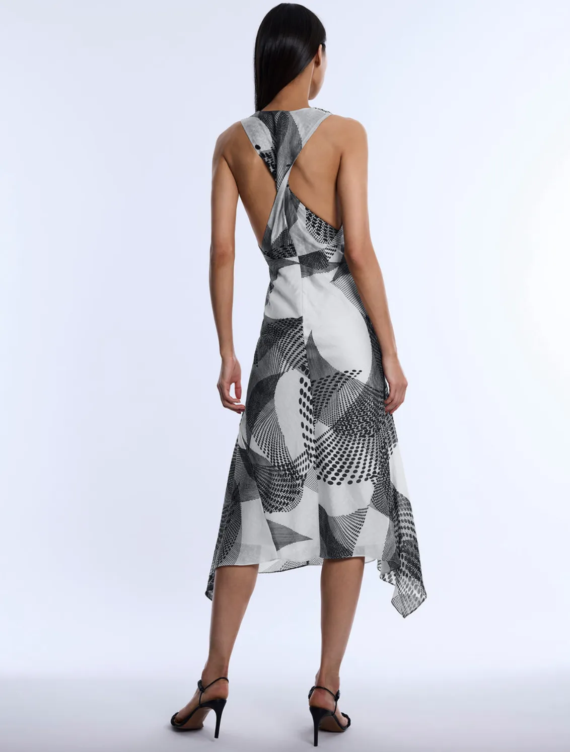 Printed Cowl Halter Dress