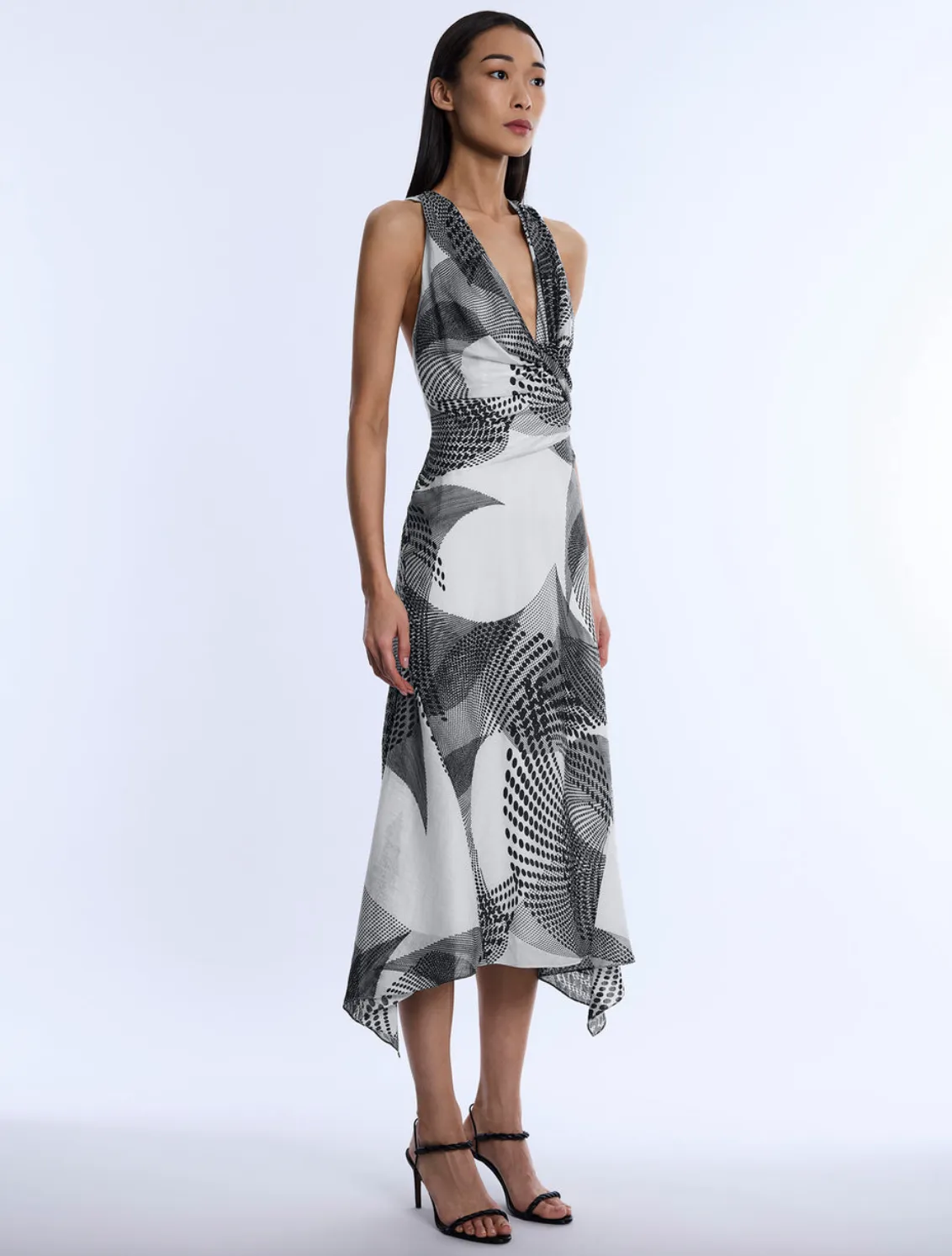 Printed Cowl Halter Dress