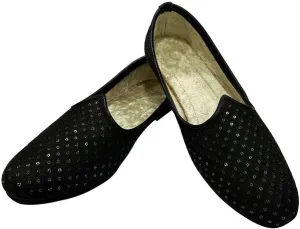Punjabi Jutti for Mens Black Breathable Comfort Loafers Indian Shoes Sherwani Shoes
