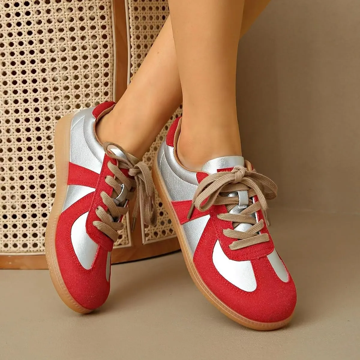 Retro Tennis Shoes for Women & Girls - PU Leather Anti-Slip Running Sneakers, Casual Walking Shoes