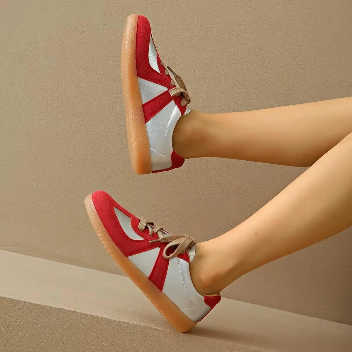 Retro Tennis Shoes for Women & Girls - PU Leather Anti-Slip Running Sneakers, Casual Walking Shoes