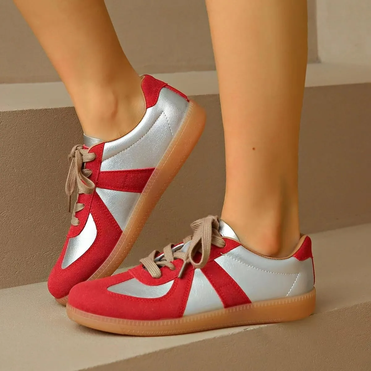 Retro Tennis Shoes for Women & Girls - PU Leather Anti-Slip Running Sneakers, Casual Walking Shoes
