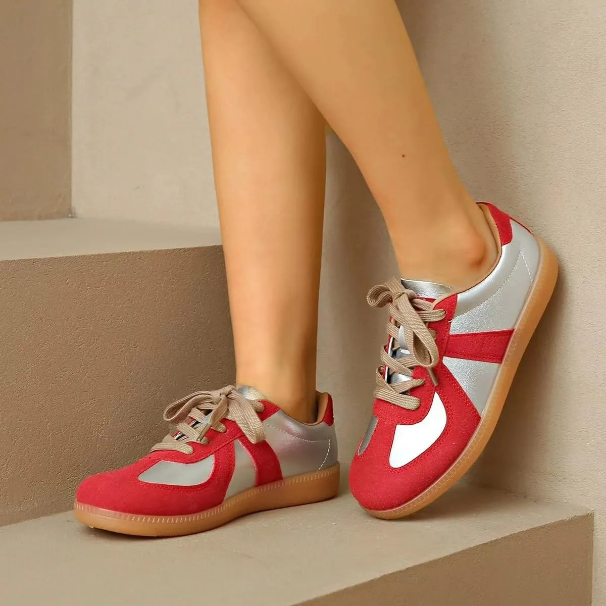 Retro Tennis Shoes for Women & Girls - PU Leather Anti-Slip Running Sneakers, Casual Walking Shoes