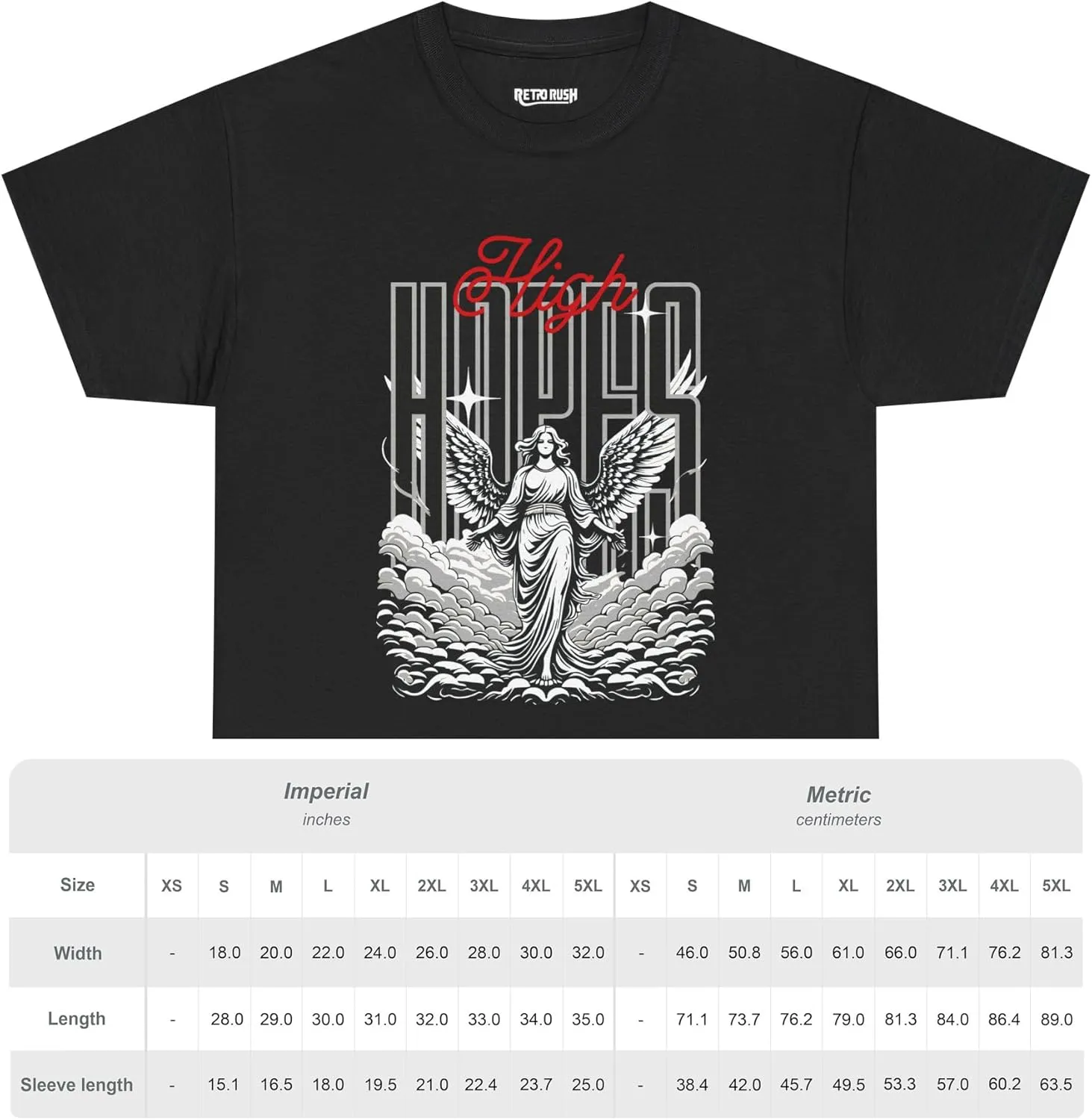 RetroRush Graphic Tee Retro Pop Culture Unisex Sneaker Shirt Hope Angel WC Black