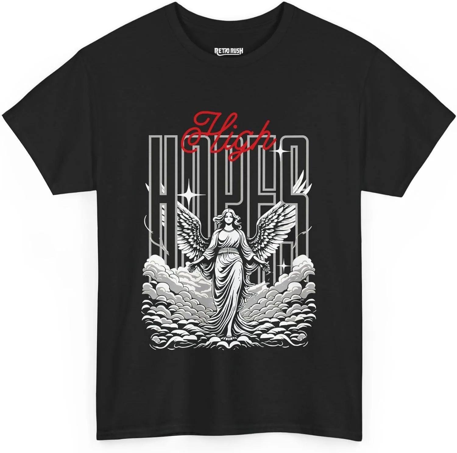 RetroRush Graphic Tee Retro Pop Culture Unisex Sneaker Shirt Hope Angel WC Black