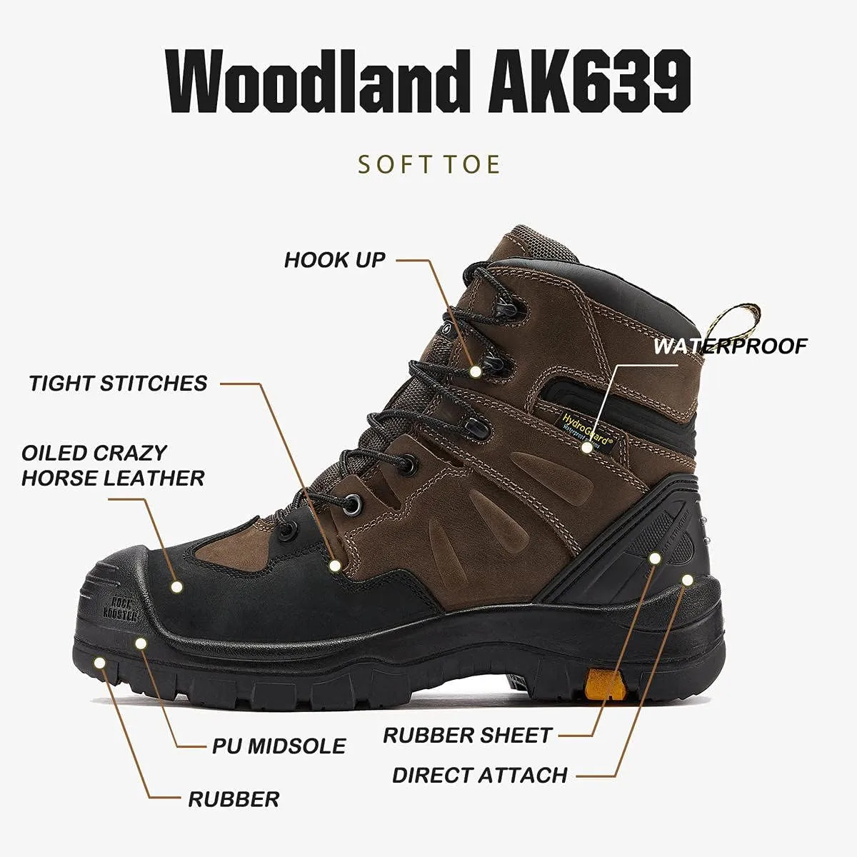 ROCKROOSTER Men's Woodland 6" Composite Toe Industrial & Construction Work Boots EH AK609 AK639