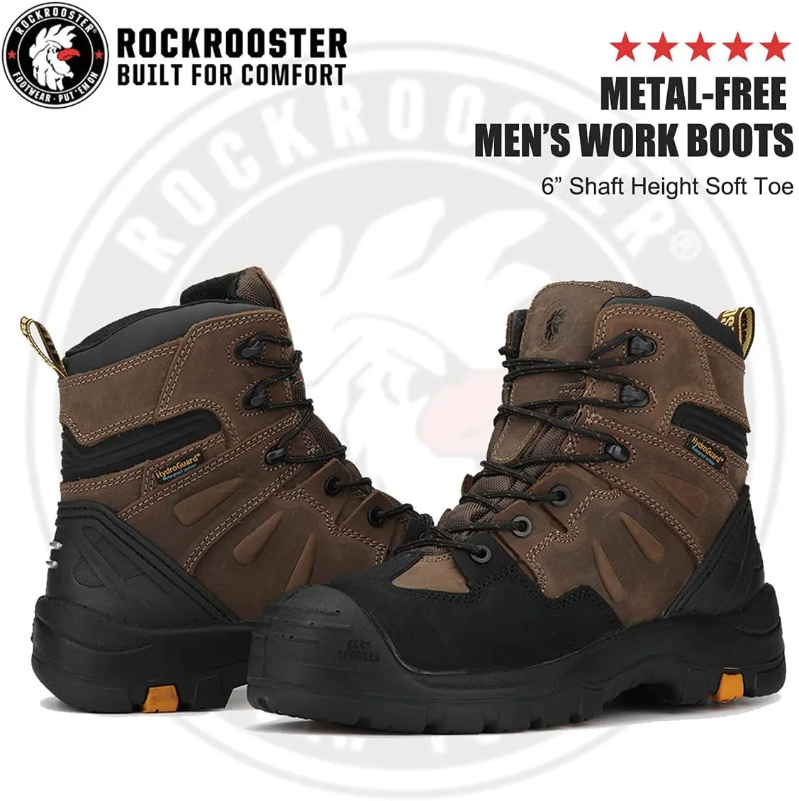 ROCKROOSTER Men's Woodland 6" Composite Toe Industrial & Construction Work Boots EH AK609 AK639