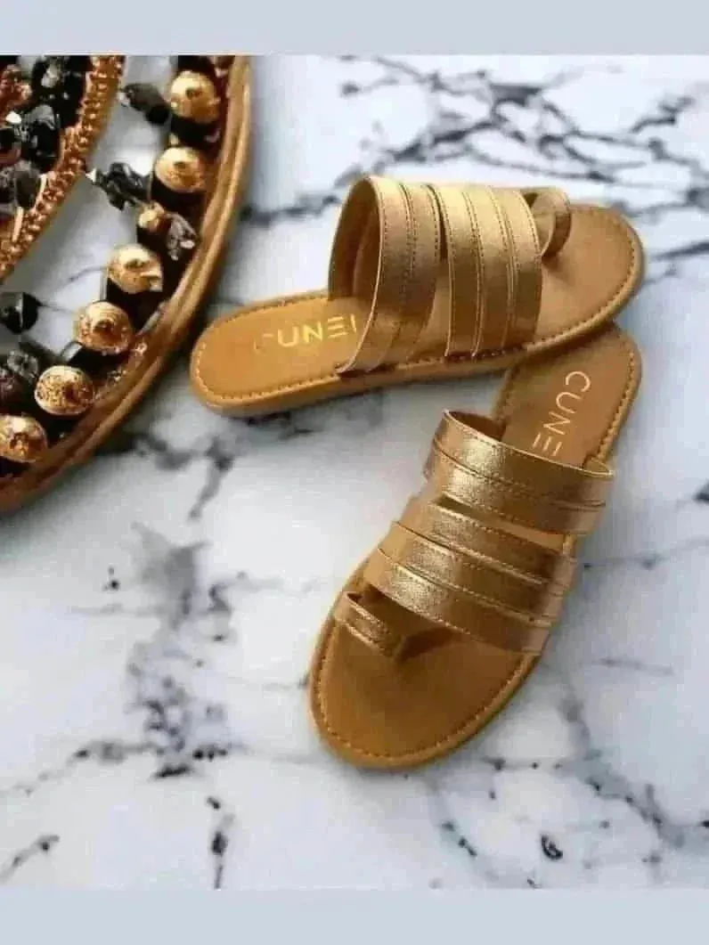 Rose Gold Gladiator Slip Ons