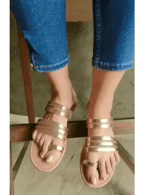 Rose Gold Gladiator Slip Ons